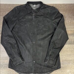 DIESEL INDUSTRY Men’s Black Western-Style Snap Front Shirt Size Medium